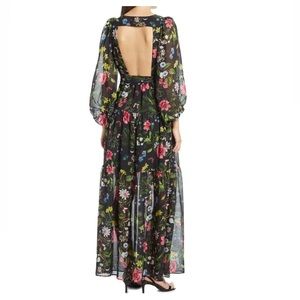 Eliza J Surplice Chiffon Backless Maxi Dress
